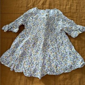 Zara Floral Smocked Dress with Ruffle Sleeves